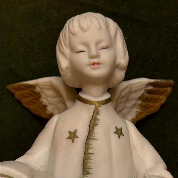 Vintage 70s Schmid Bros Ceramic Rotating Musical Angel plays Brahms Lullaby - Picture 2 of 11